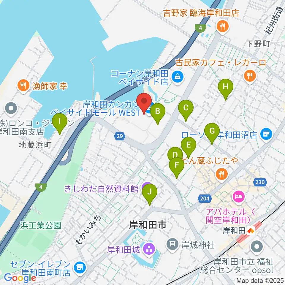 ユナイテッド・シネマ岸和田周辺のカフェ一覧地図