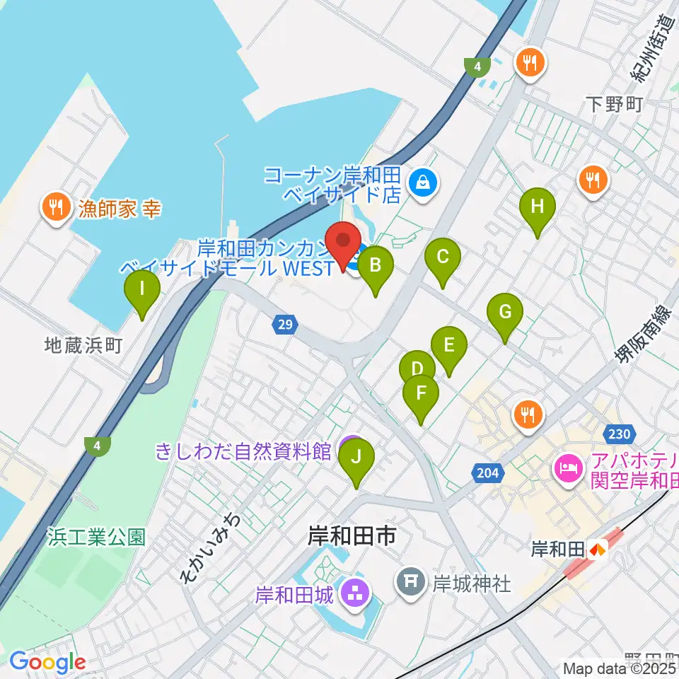 ユナイテッド・シネマ岸和田周辺のカフェ一覧地図