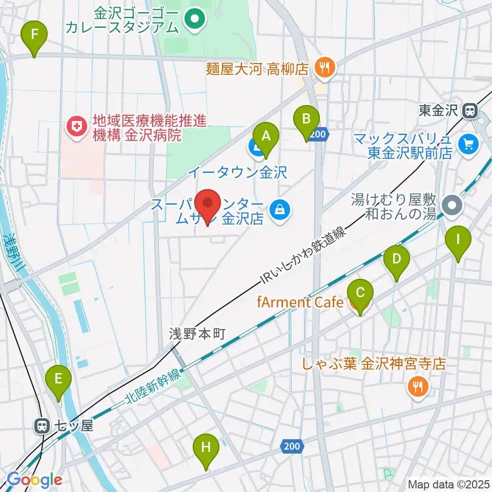 ユナイテッド・シネマ金沢周辺のカフェ一覧地図