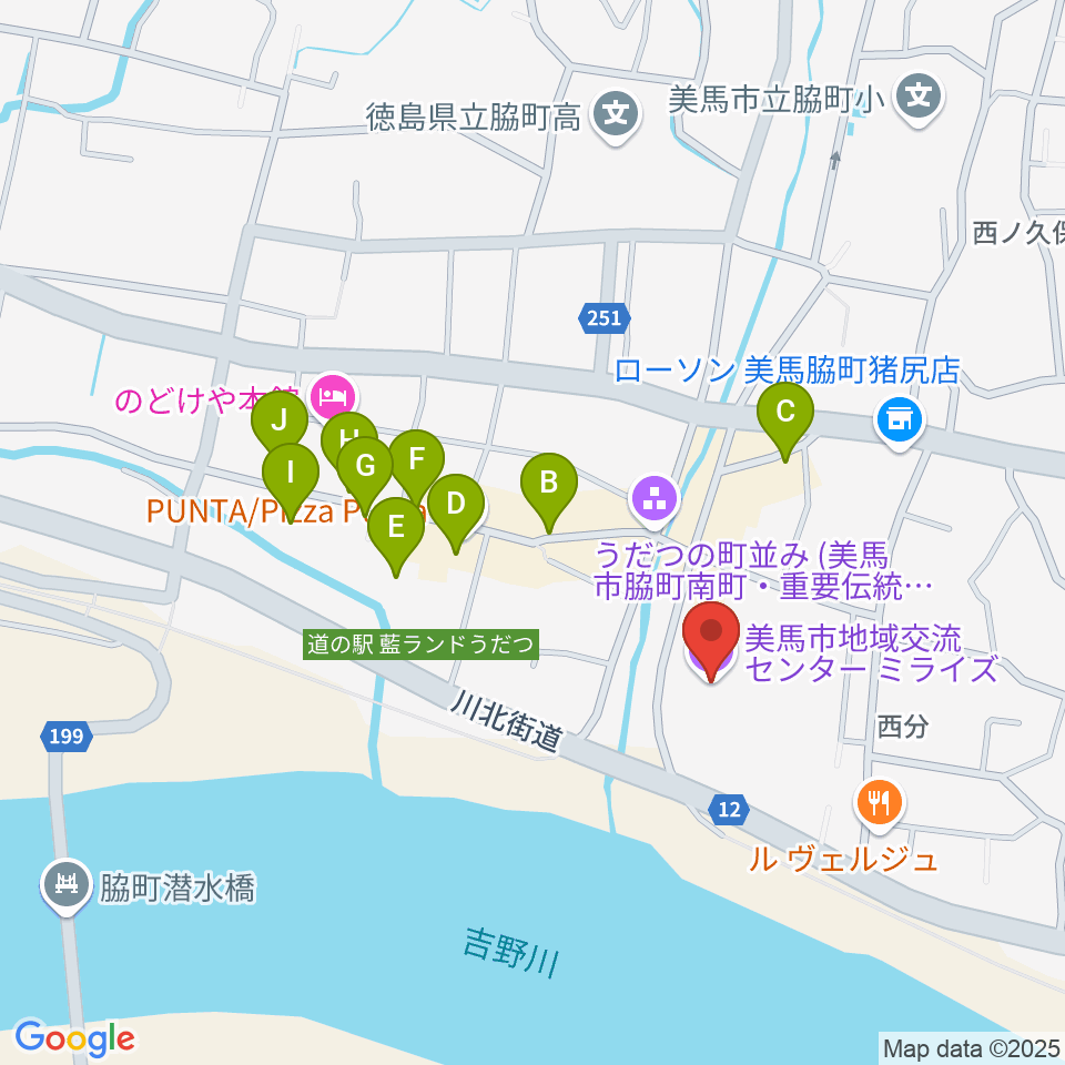 美馬市地域交流センター ミライズ周辺のカフェ一覧地図