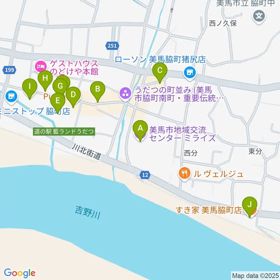 美馬市地域交流センター ミライズ周辺のカフェ一覧地図