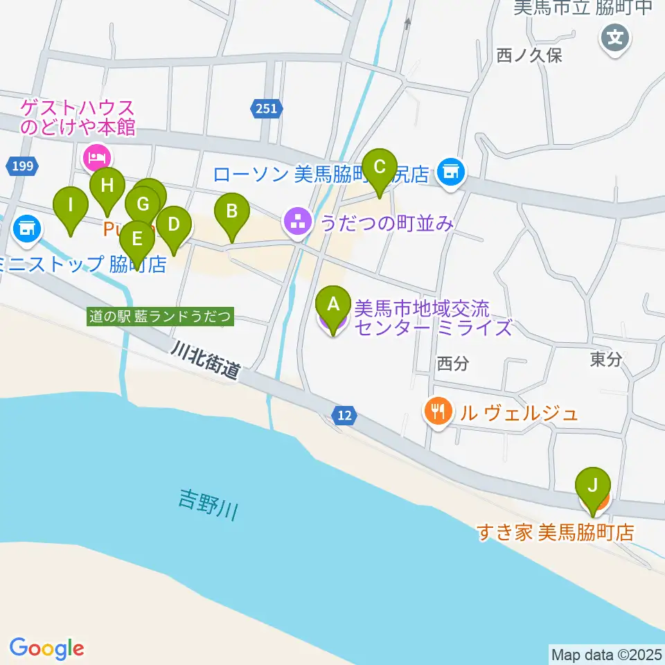 美馬市地域交流センター ミライズ周辺のカフェ一覧地図