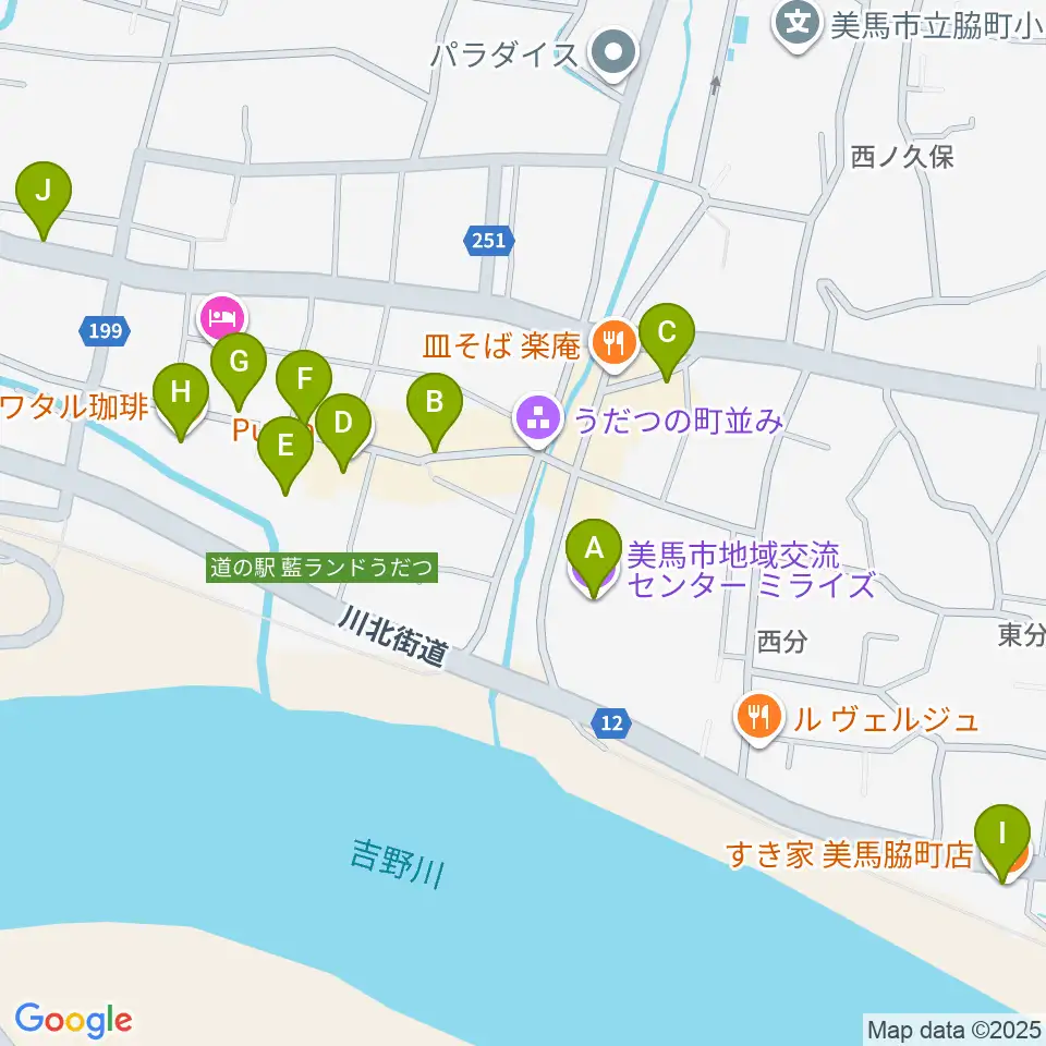 美馬市地域交流センター ミライズ周辺のカフェ一覧地図