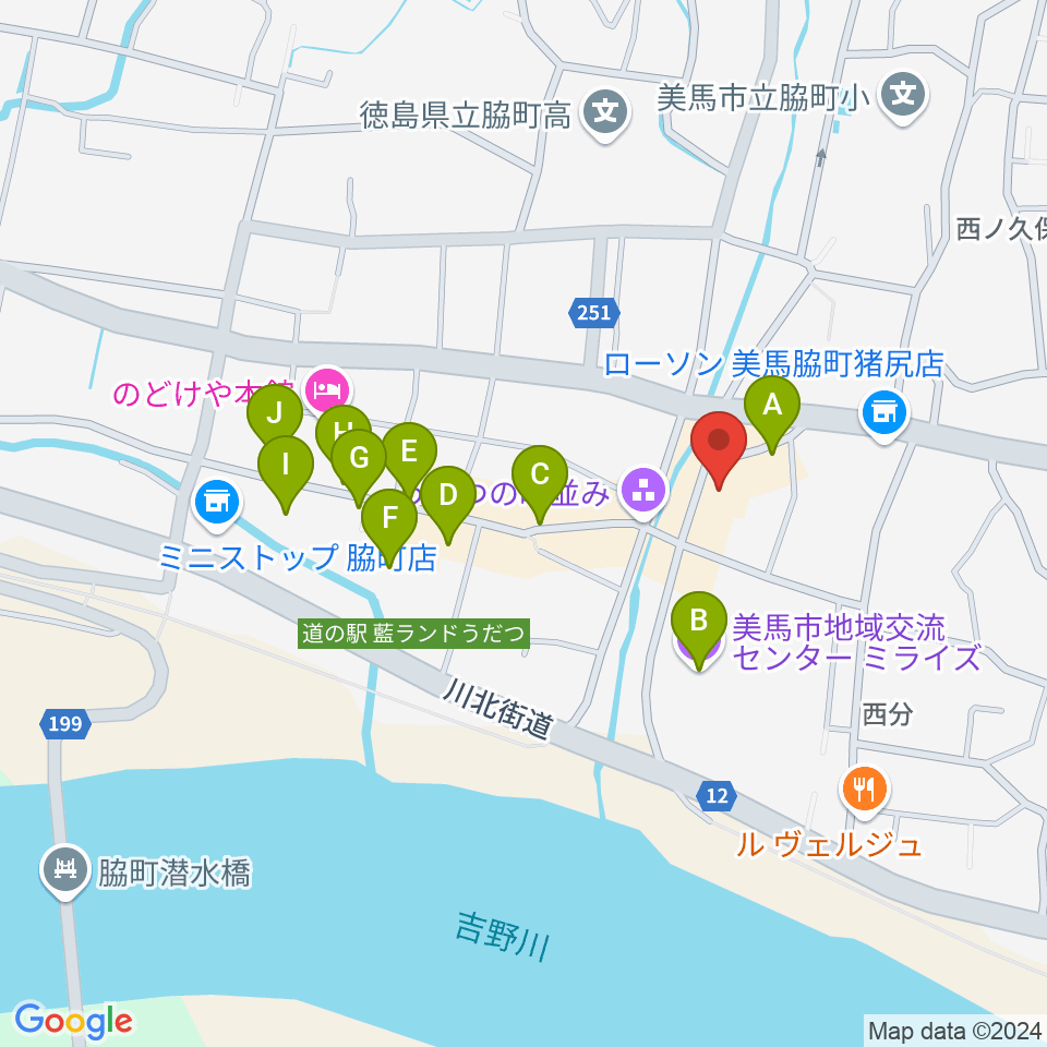 脇町劇場 オデオン座周辺のカフェ一覧地図