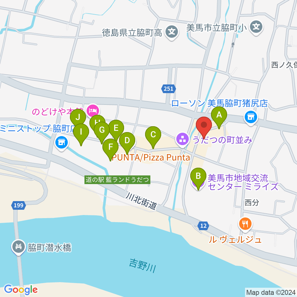 脇町劇場 オデオン座周辺のカフェ一覧地図