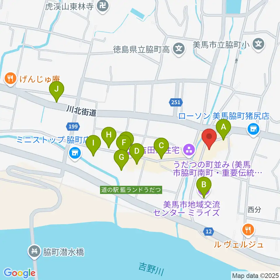 脇町劇場 オデオン座周辺のカフェ一覧地図
