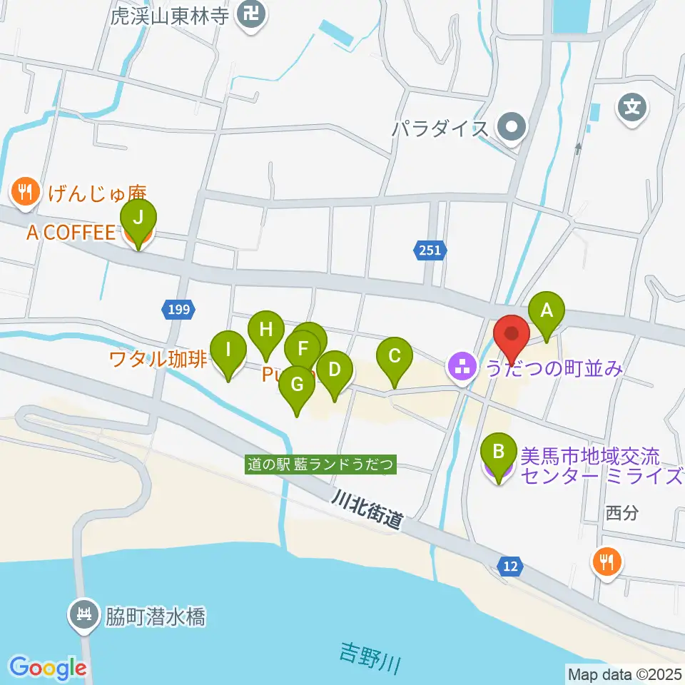 脇町劇場 オデオン座周辺のカフェ一覧地図