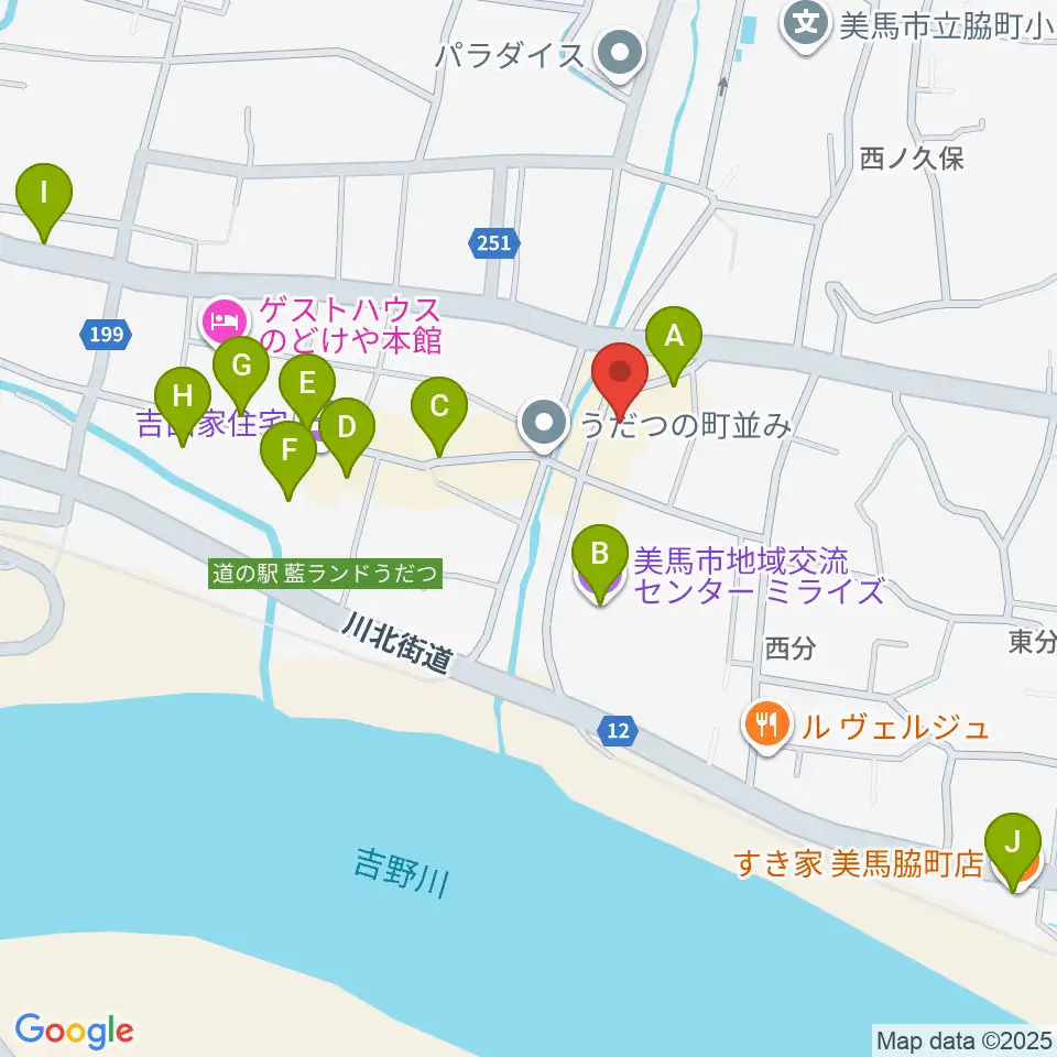脇町劇場 オデオン座周辺のカフェ一覧地図