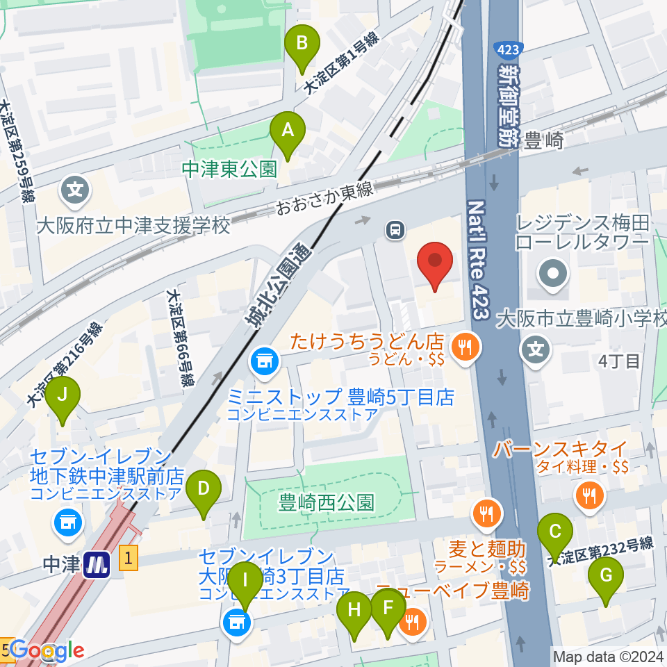 ハーモニーホール周辺のカフェ一覧地図