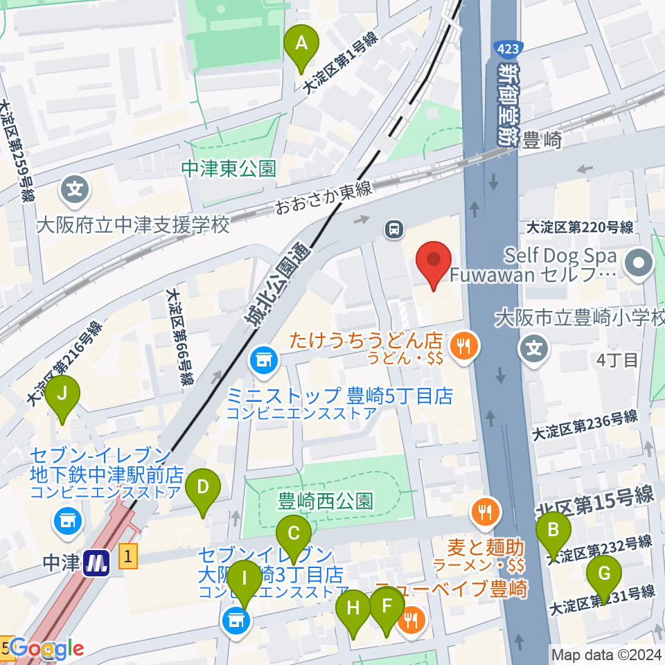 ハーモニーホール周辺のカフェ一覧地図