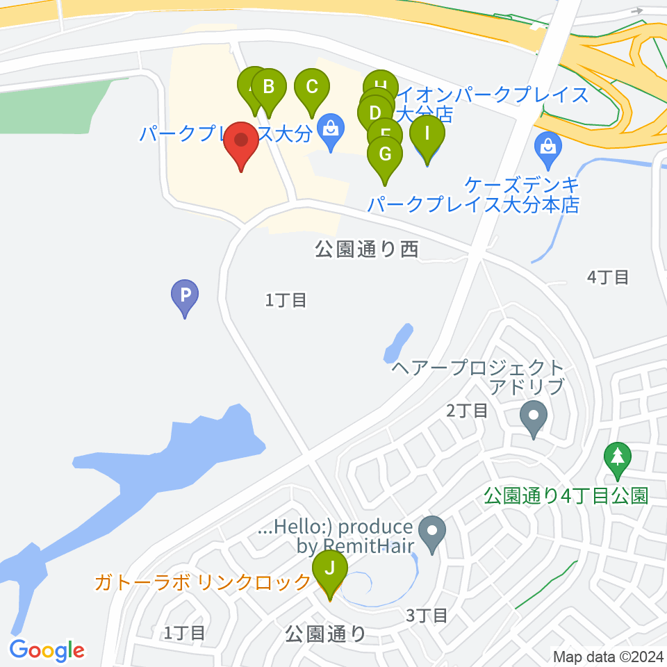 T・ジョイパークプレイス大分周辺のカフェ一覧地図