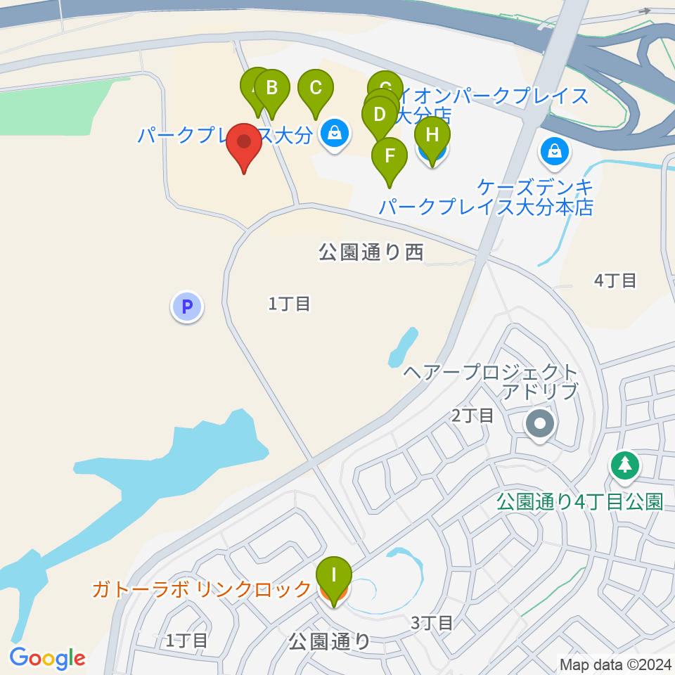 T・ジョイパークプレイス大分周辺のカフェ一覧地図