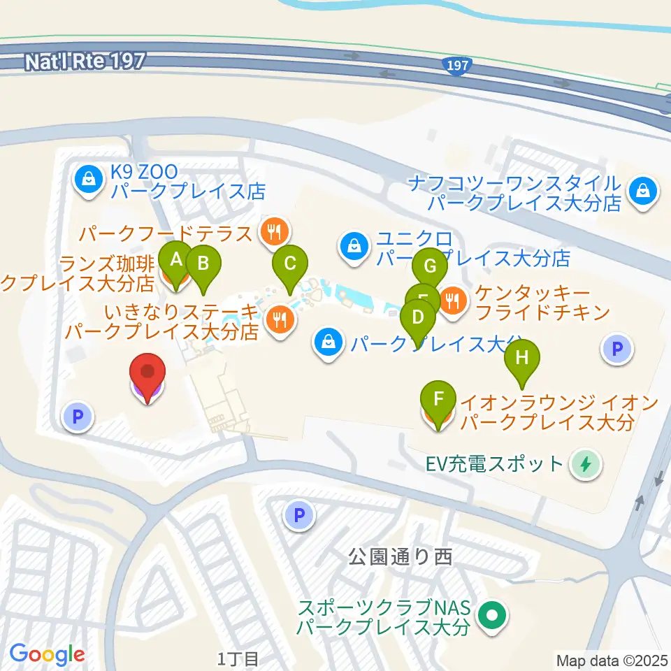 T・ジョイパークプレイス大分周辺のカフェ一覧地図