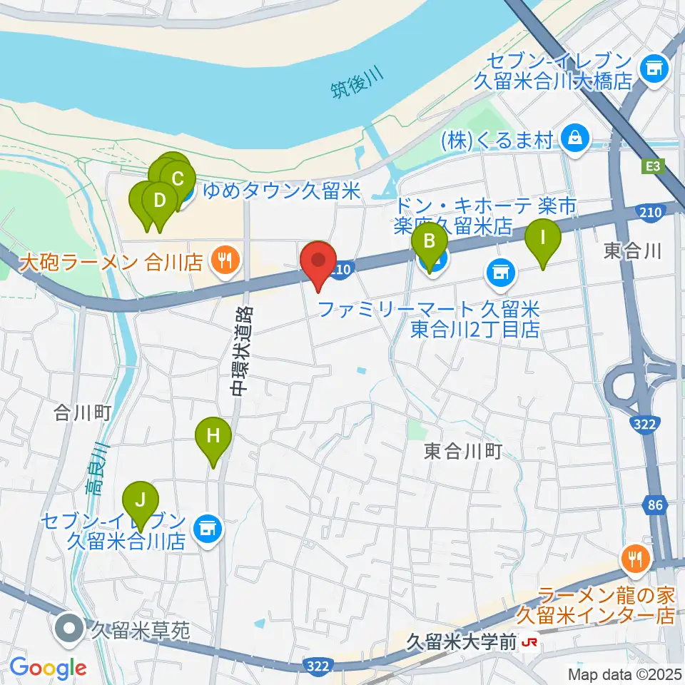 T・ジョイ久留米周辺のカフェ一覧地図