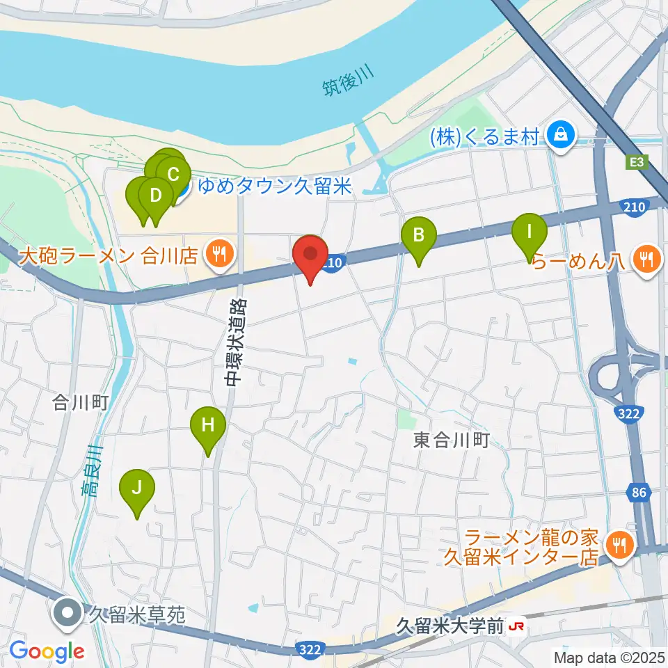 T・ジョイ久留米周辺のカフェ一覧地図