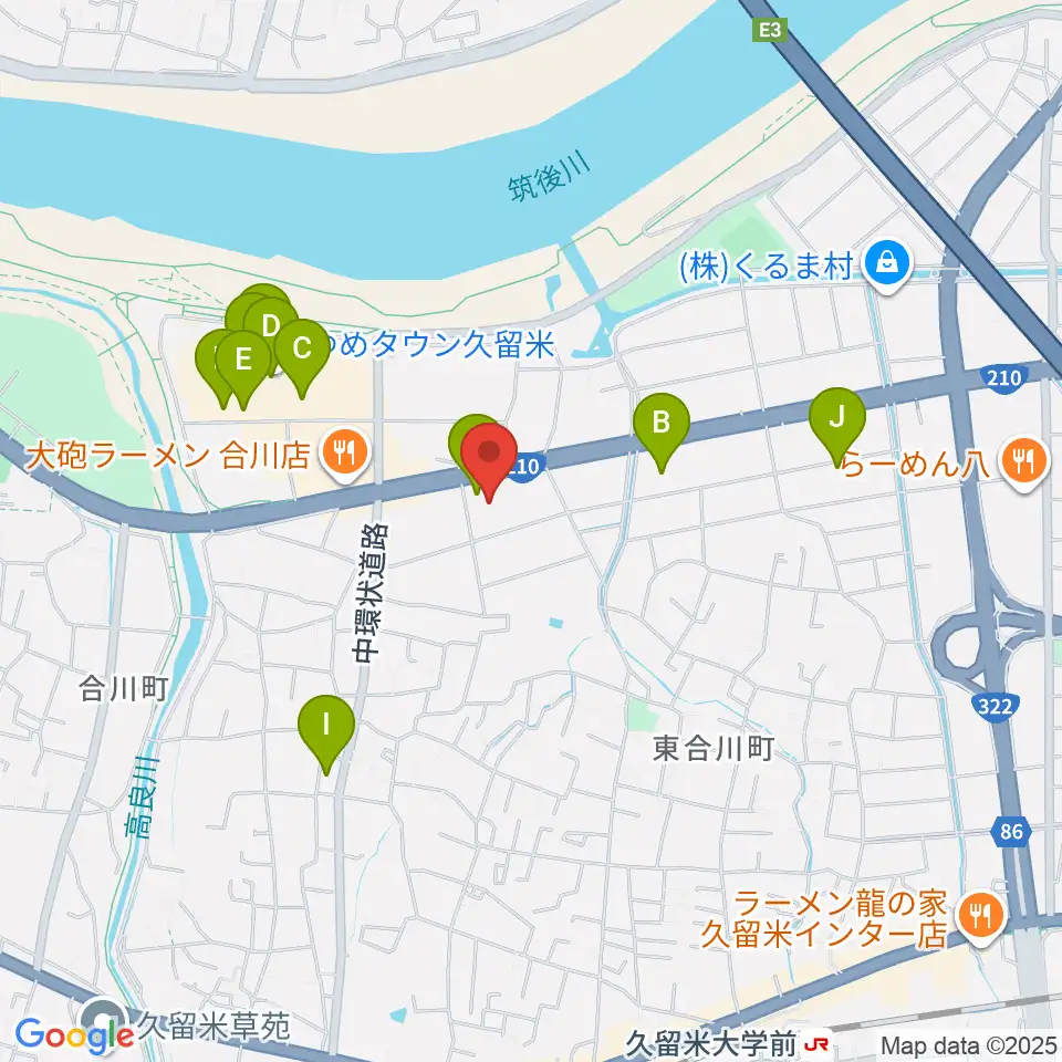 T・ジョイ久留米周辺のカフェ一覧地図