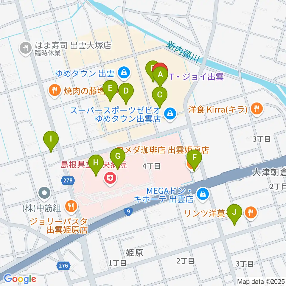 T・ジョイ出雲周辺のカフェ一覧地図