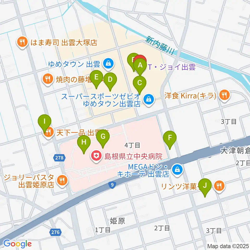 T・ジョイ出雲周辺のカフェ一覧地図
