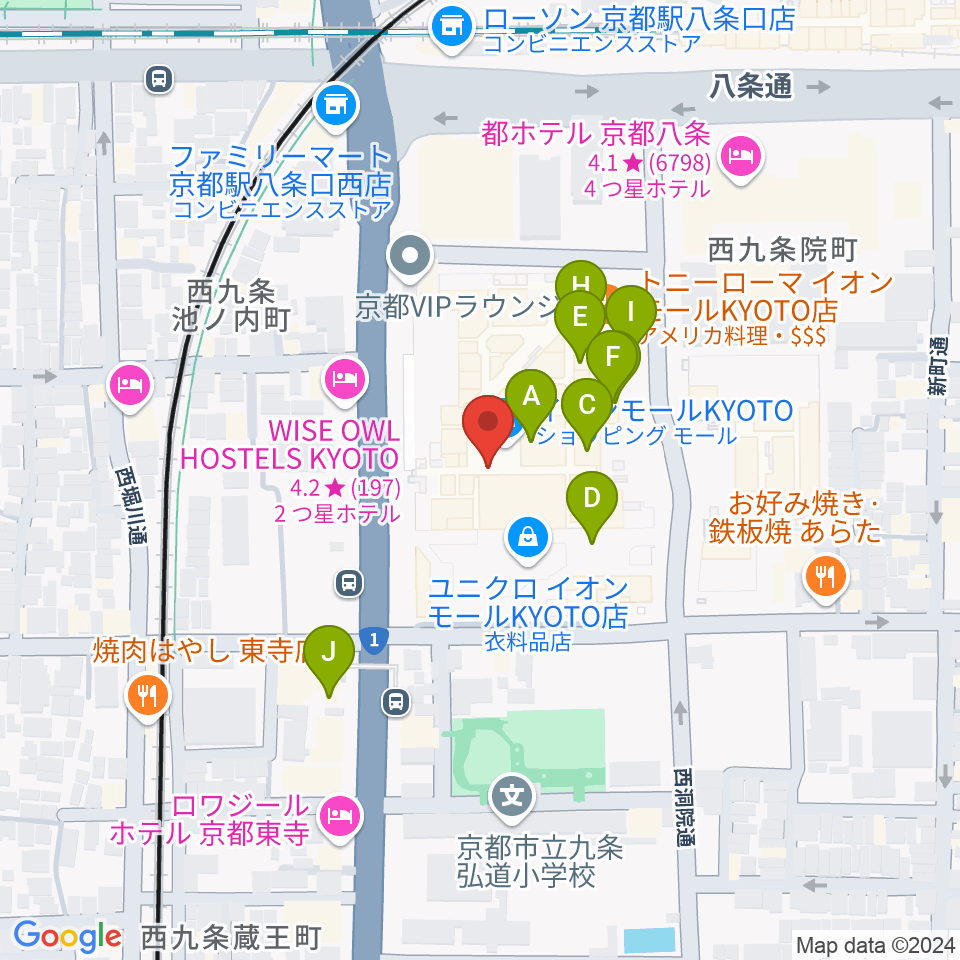 T・ジョイ京都周辺のカフェ一覧地図