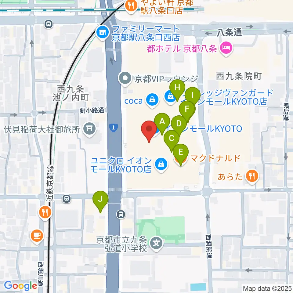 T・ジョイ京都周辺のカフェ一覧地図