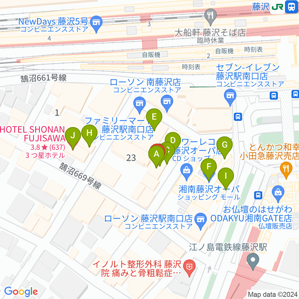 湘南bit周辺のカフェ一覧地図