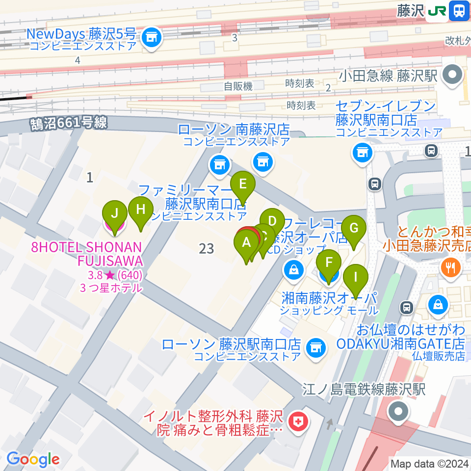 湘南bit周辺のカフェ一覧地図