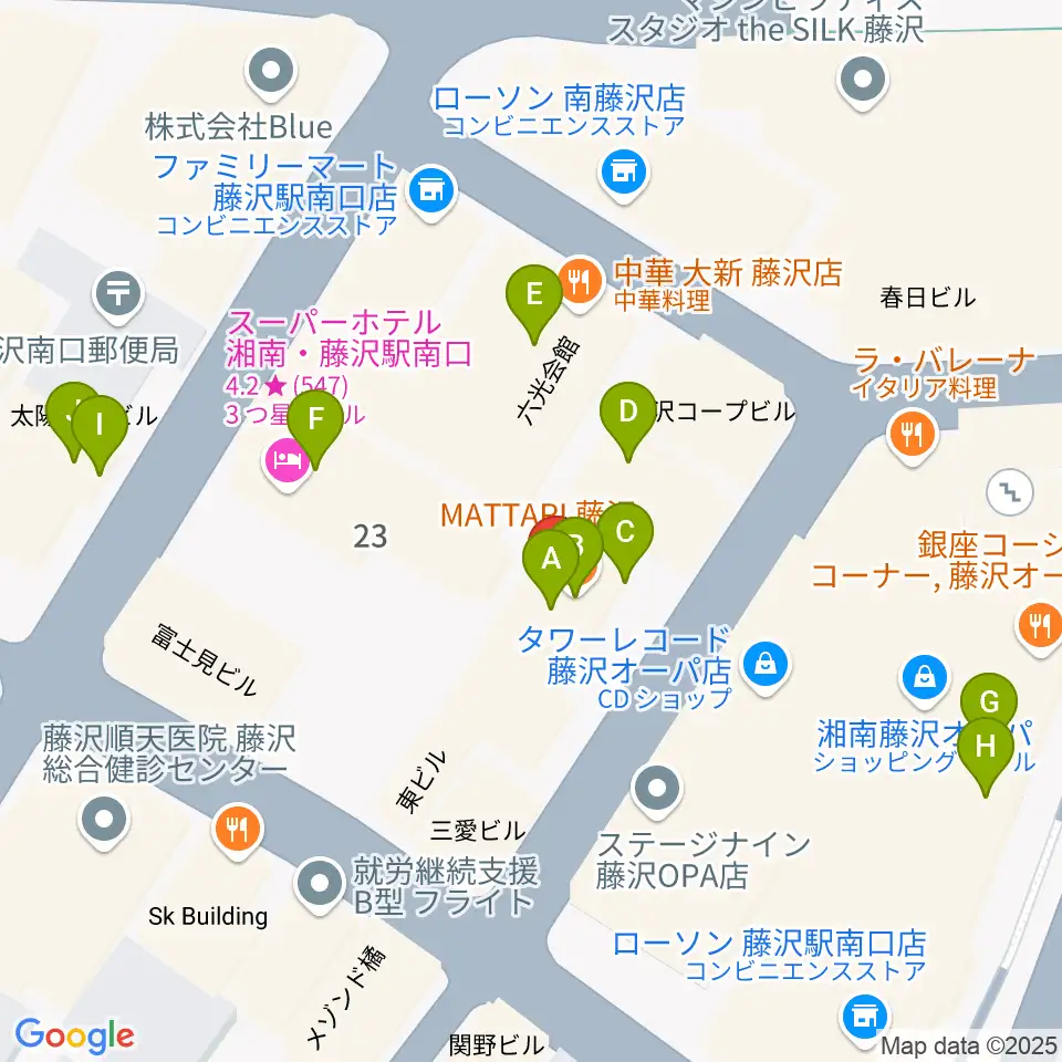 湘南bit周辺のカフェ一覧地図