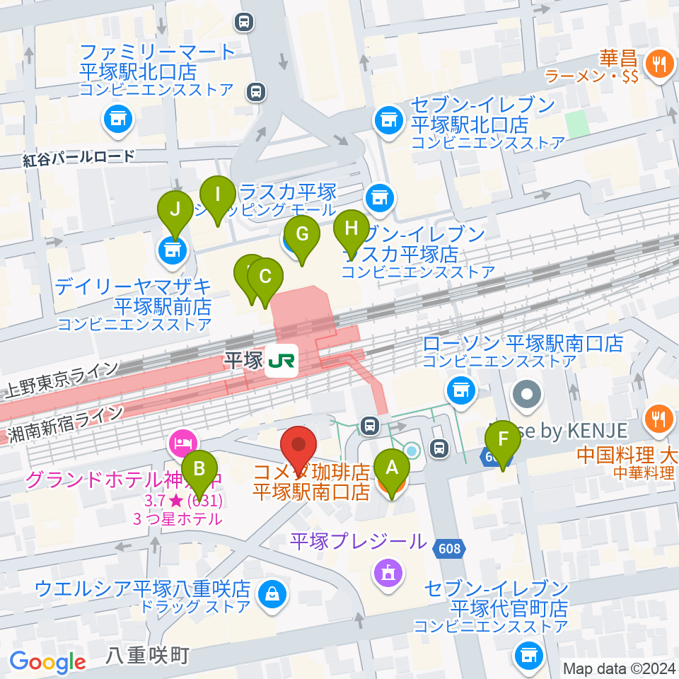 平塚Sad cafe周辺のカフェ一覧地図