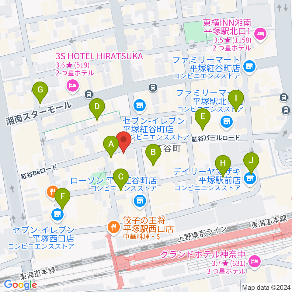 平塚ピアノフォルテ周辺のカフェ一覧地図