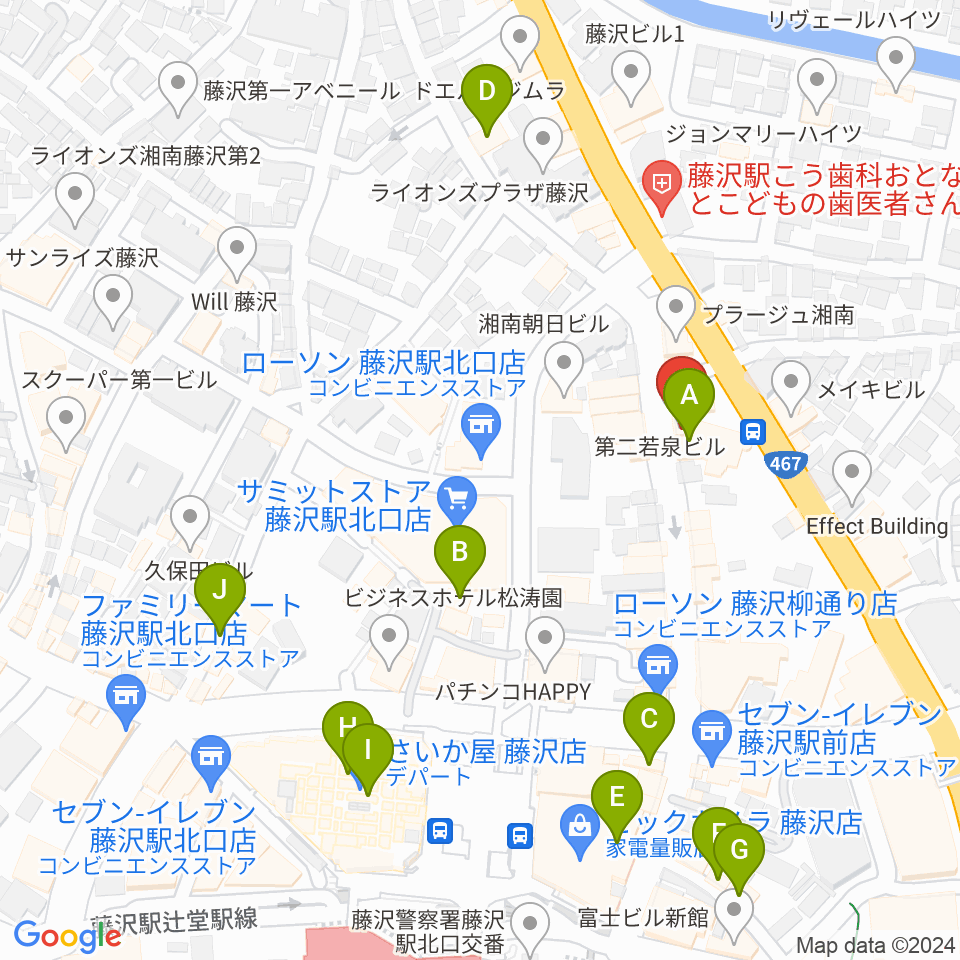 若泉楽器店周辺のカフェ一覧地図
