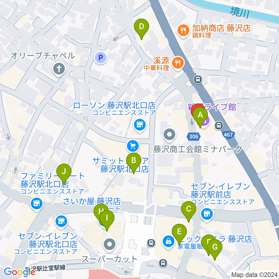 若泉楽器店周辺のカフェ一覧地図