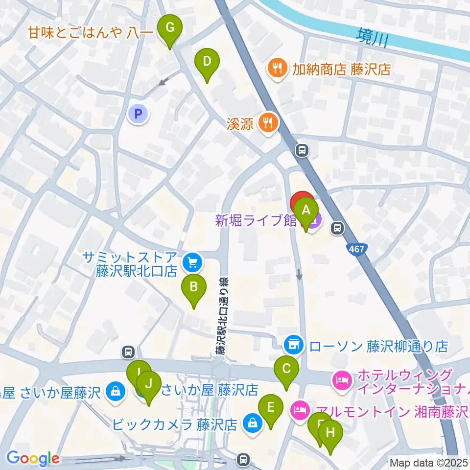 若泉楽器店周辺のカフェ一覧地図