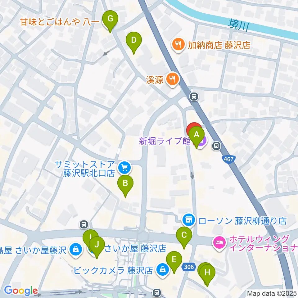 若泉楽器店周辺のカフェ一覧地図
