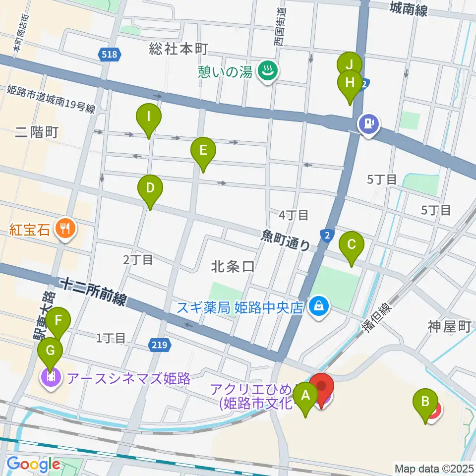 アクリエひめじ周辺のカフェ一覧地図