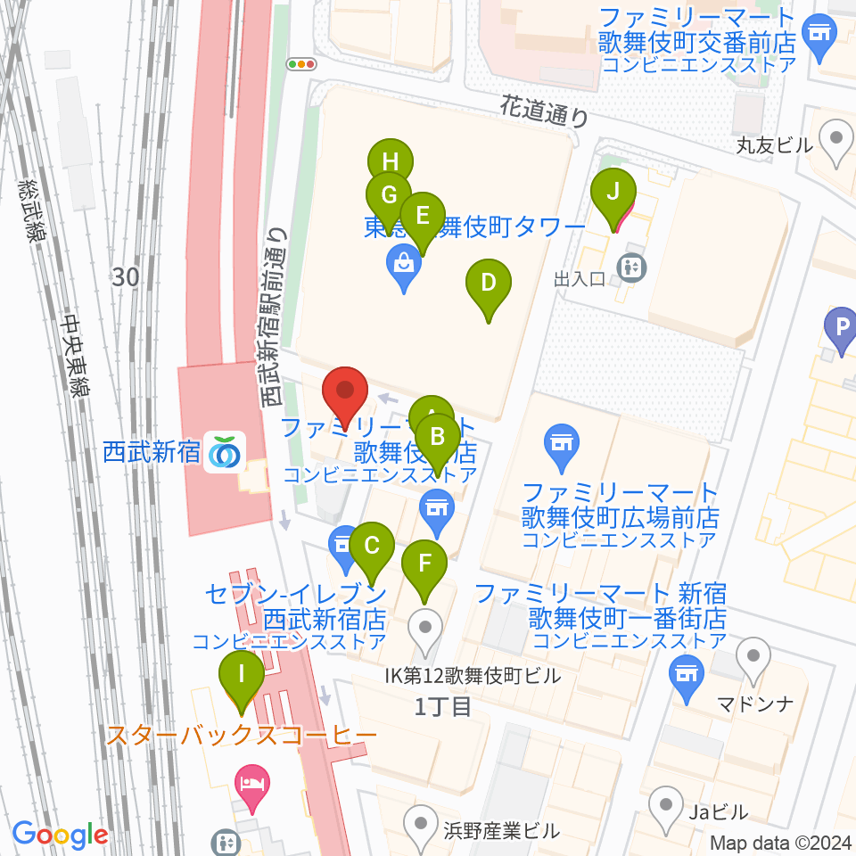 新宿ロックカフェロフト周辺のカフェ一覧地図