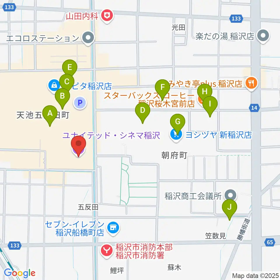 ユナイテッド・シネマ稲沢周辺のカフェ一覧地図