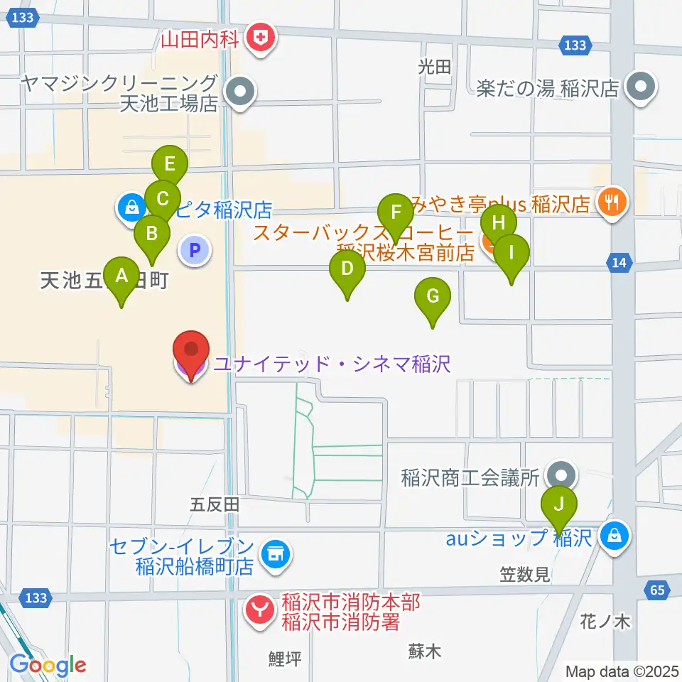 ユナイテッド・シネマ稲沢周辺のカフェ一覧地図