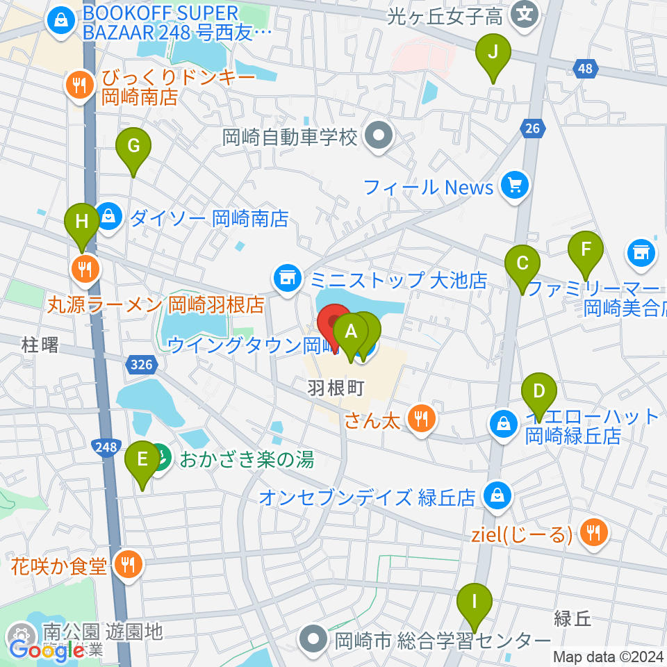 ユナイテッド・シネマ岡崎周辺のカフェ一覧地図