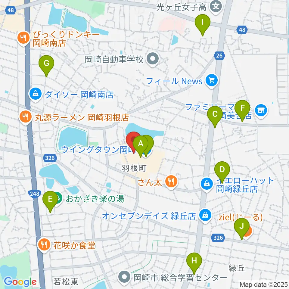 ユナイテッド・シネマ岡崎周辺のカフェ一覧地図