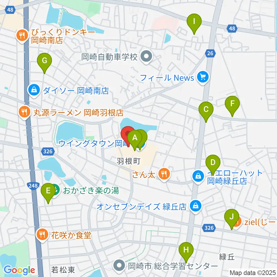 ローソン・ユナイテッドシネマ岡崎周辺のカフェ一覧地図