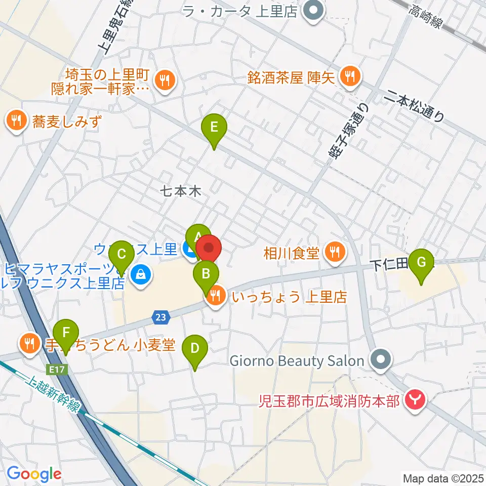 ユナイテッド・シネマ ウニクス上里周辺のカフェ一覧地図