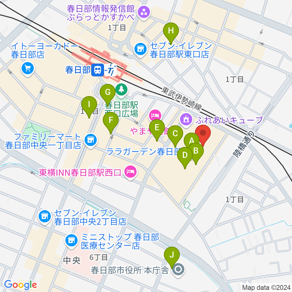 ユナイテッド・シネマ春日部周辺のカフェ一覧地図