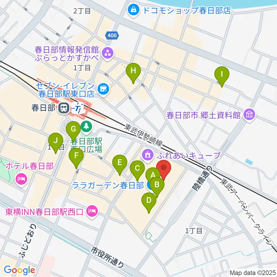 ユナイテッド・シネマ春日部周辺のカフェ一覧地図