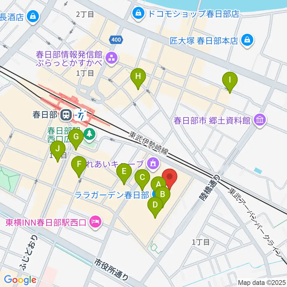 ユナイテッド・シネマ春日部周辺のカフェ一覧地図