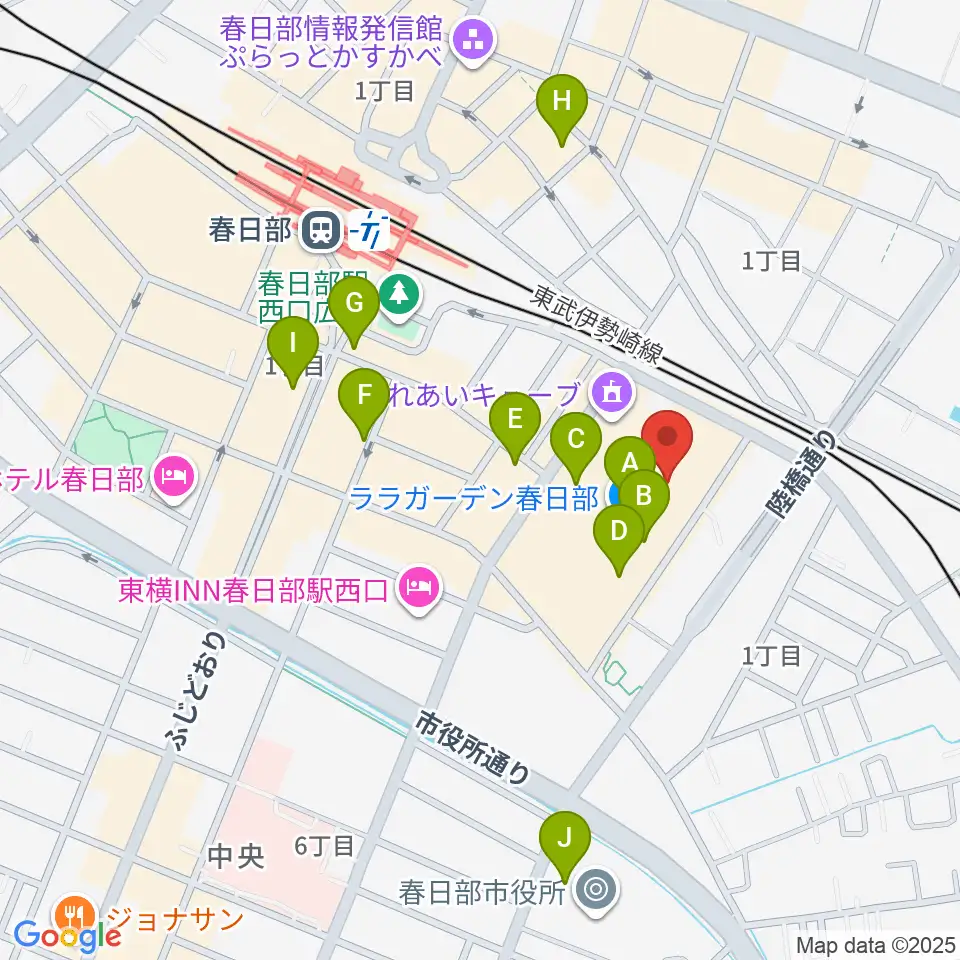 ユナイテッド・シネマ春日部周辺のカフェ一覧地図