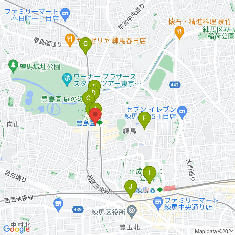 ユナイテッド・シネマとしまえん周辺のカフェ一覧地図