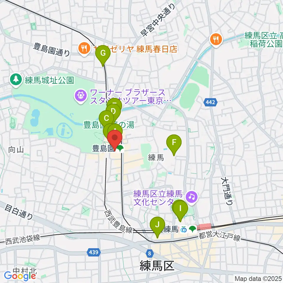 ユナイテッド・シネマとしまえん周辺のカフェ一覧地図