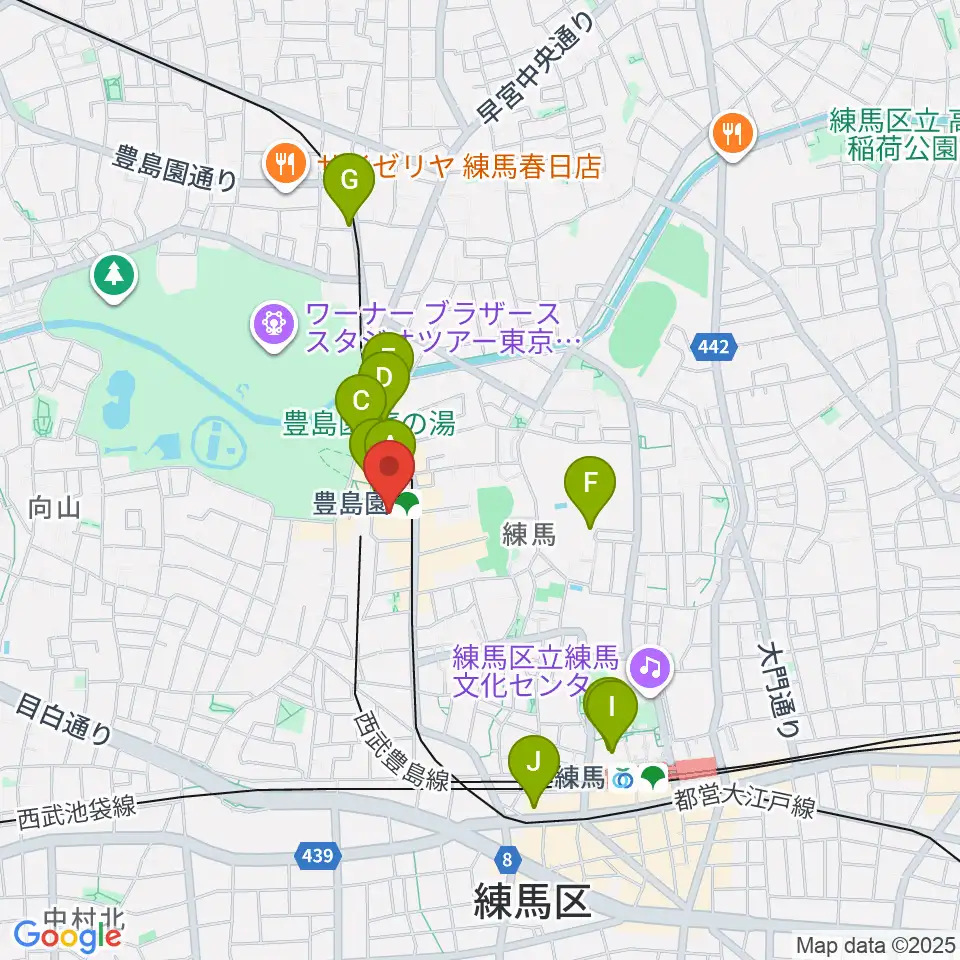ユナイテッド・シネマとしまえん周辺のカフェ一覧地図