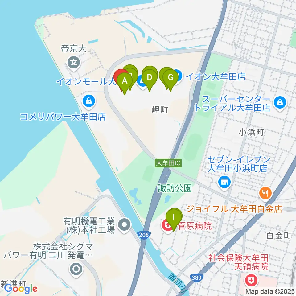 セントラルシネマ大牟田周辺のカフェ一覧地図