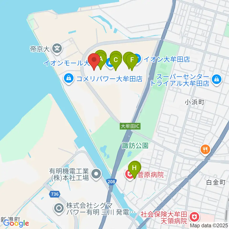 セントラルシネマ大牟田周辺のカフェ一覧地図